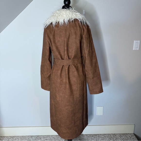 FASHION NOVA New Penny Lane Kamaria Faux Leather Trench Detach Faux Fur Medium - Picture 10 of 15